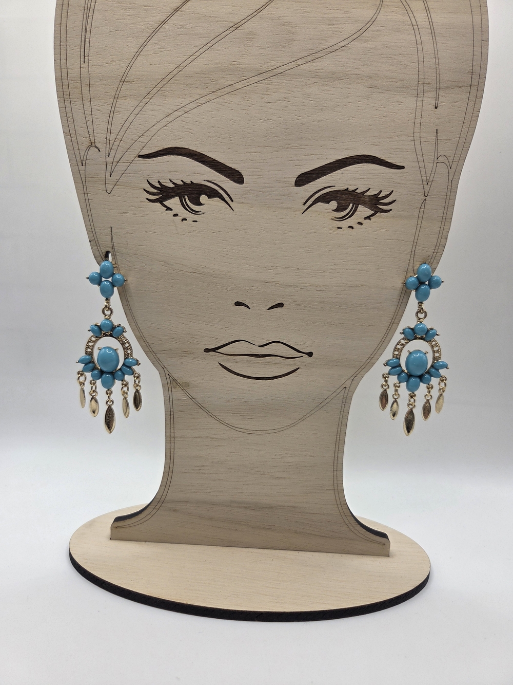 1603. Gold-Tone Turquoise Drop Chandelier Earrings
